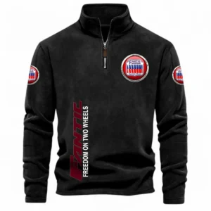 Dirt Motorcycle Half Zip Stand Up Collar Hoodie CAR484 - Black