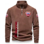 Agile Motorcycle Half Zip Stand Up Collar Hoodie CAR484 - Brown