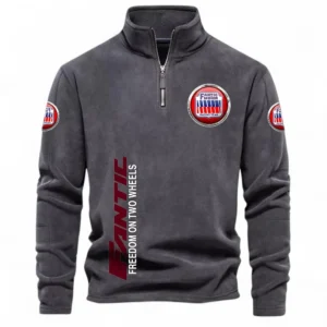 Lightweight Sport Bike Half Zip Stand Up Collar Hoodie CAR484 - Dark Gray