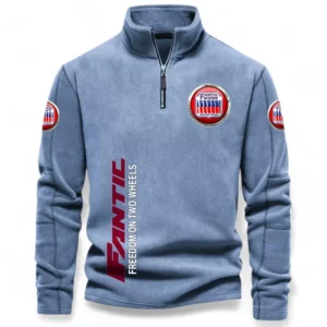 Outdoor Riding Motorcycle Half Zip Stand Up Collar Hoodie CAR484 - Light Blue