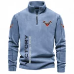 Classic Motorcycle Half Zip Stand Up Collar Hoodie CAR484 - Light Blue