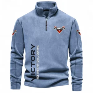 Classic Motorcycle Half Zip Stand Up Collar Hoodie CAR484 - Light Blue