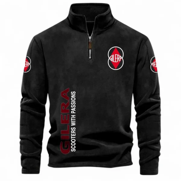 Stylish Urban Bike Half Zip Stand Up Collar Hoodie CAR484 - Black