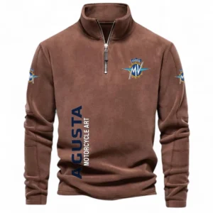 Track-Ready Motorcycle Half Zip Stand Up Collar Hoodie CAR484 - Brown