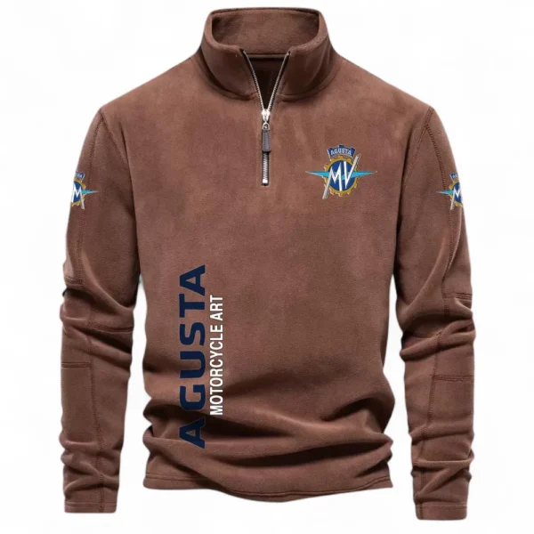 Track-Ready Motorcycle Half Zip Stand Up Collar Hoodie CAR484 - Brown