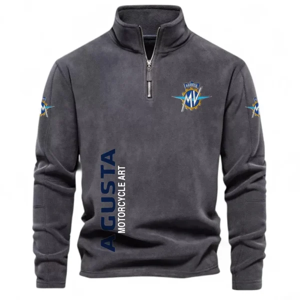 Sport Bike Half Zip Stand Up Collar Hoodie CAR484 - Dark Gray