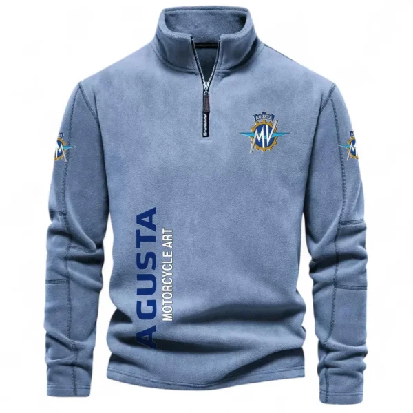 Exotic Motorcycle Half Zip Stand Up Collar Hoodie CAR484 - Light Blue