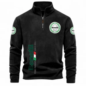 Lightweight Two-Wheeler Half Zip Stand Up Collar Hoodie CAR484 - Black