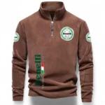 Performance Motorbike Half Zip Stand Up Collar Hoodie CAR484 - Brown