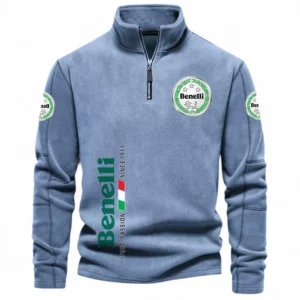 Modern Cruiser Half Zip Stand Up Collar Hoodie CAR484 - Light Blue