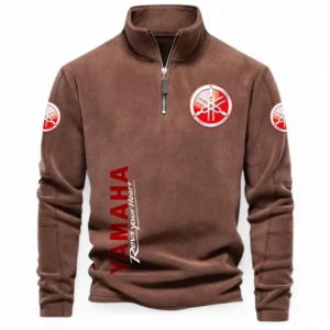 Road Motorcycle Half Zip Stand Up Collar Hoodie CAR484 - Brown