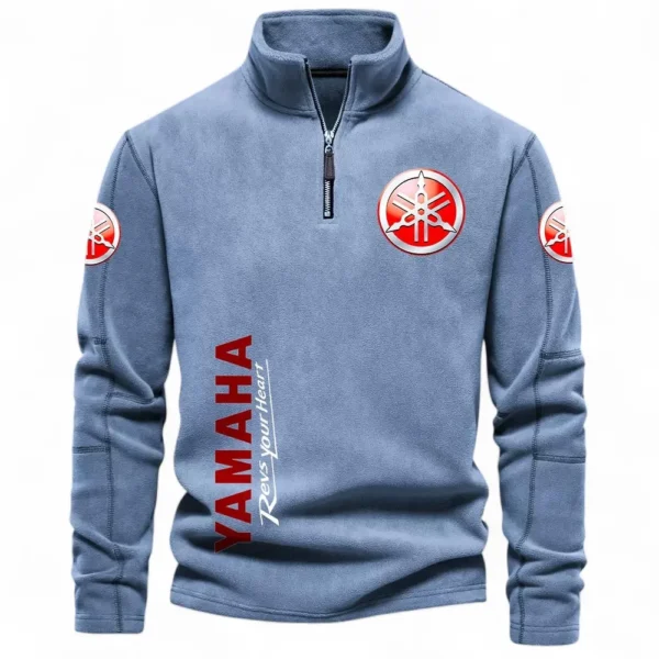 Motorbike Half Zip Stand Up Collar Hoodie CAR484 - Light Blue