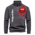 Racing Motorcycle Half Zip Stand Up Collar Hoodie CAR485 - Dark Gray