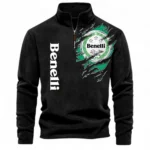 Sport Bike Half Zip Stand Up Collar Hoodie CAR485 - Black