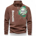 Naked Motorcycle Half Zip Stand Up Collar Hoodie CAR485 - Brown