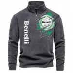 Adventure Touring Bike Half Zip Stand Up Collar Hoodie CAR485 - Dark Gray