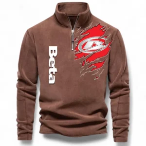 Enduro Bike Half Zip Stand Up Collar Hoodie CAR485 - Brown