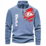 Motocross Ride Half Zip Stand Up Collar Hoodie CAR485 - Light Blue