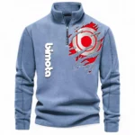Handcrafted Speed Motorcycle Half Zip Stand Up Collar Hoodie CAR485 - Light Blue