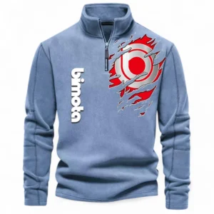 Handcrafted Speed Motorcycle Half Zip Stand Up Collar Hoodie CAR485 - Light Blue