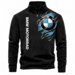 Adventure Motorcycle Half Zip Stand Up Collar Hoodie CAR485 - Black