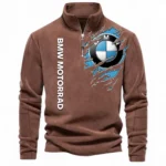 Touring Bike Half Zip Stand Up Collar Hoodie CAR485 - Brown