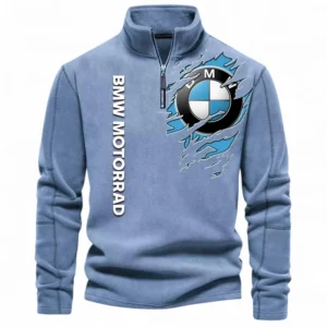 Cruiser Bike Half Zip Stand Up Collar Hoodie CAR485 - Light Blue