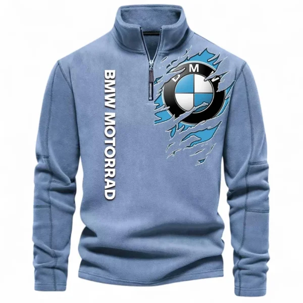 Cruiser Bike Half Zip Stand Up Collar Hoodie CAR485 - Light Blue