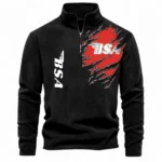 Classic Motorcycle Half Zip Stand Up Collar Hoodie CAR485 - Black