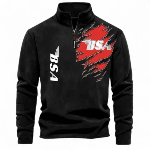 Classic Motorcycle Half Zip Stand Up Collar Hoodie CAR485 - Black