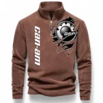 All-Terrain Rider Half Zip Stand Up Collar Hoodie CAR485 - Brown