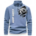 Recreational Quad Half Zip Stand Up Collar Hoodie CAR485 - Light Blue