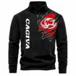 Sporty Motorcycle Half Zip Stand Up Collar Hoodie CAR485 - Black