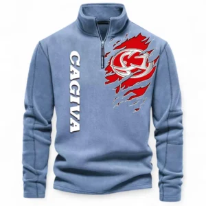 Urban Street Bike Half Zip Stand Up Collar Hoodie CAR485 - Light Blue