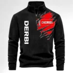 Lightweight Street Bike Half Zip Stand Up Collar Hoodie CAR485 - Black