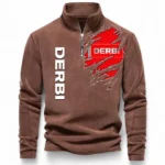 Sporty Commuter Half Zip Stand Up Collar Hoodie CAR485 - Brown