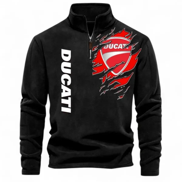 Sport Bike Half Zip Stand Up Collar Hoodie CAR485 - Black