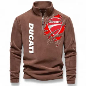 High-Speed Roadster Half Zip Stand Up Collar Hoodie CAR485 - Brown