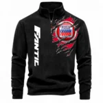 Off-Road Motorcycle Half Zip Stand Up Collar Hoodie CAR485 - Black