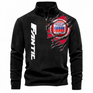 Off-Road Motorcycle Half Zip Stand Up Collar Hoodie CAR485 - Black