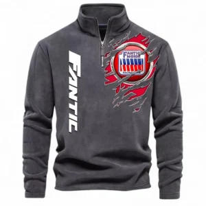Motocross Motorcycle Half Zip Stand Up Collar Hoodie CAR485 - Dark Gray