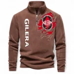 Italian Commuter Bike Half Zip Stand Up Collar Hoodie CAR485 - Brown