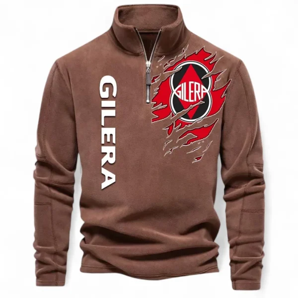 Italian Commuter Bike Half Zip Stand Up Collar Hoodie CAR485 - Brown