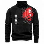 Urban Commuter Bike Half Zip Stand Up Collar Hoodie CAR485 - Black