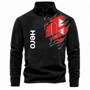 Urban Commuter Bike Half Zip Stand Up Collar Hoodie CAR485 - Black