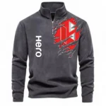 Street Scooter Half Zip Stand Up Collar Hoodie CAR485 - Dark Gray