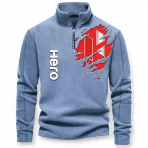 Daily Ride Motorbike Half Zip Stand Up Collar Hoodie CAR485 - Light Blue