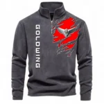 Long-Distance Bike Half Zip Stand Up Collar Hoodie CAR485 - Dark Gray