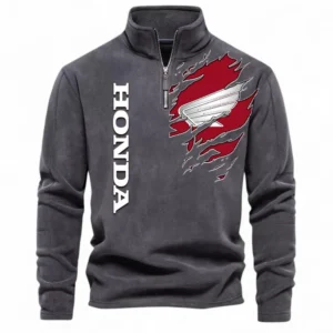 Touring Motorcycle Half Zip Stand Up Collar Hoodie CAR485 - Dark Gray