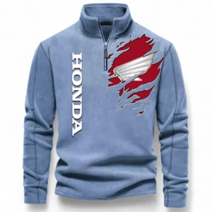 Cruiser Half Zip Stand Up Collar Hoodie CAR485 - Light Blue